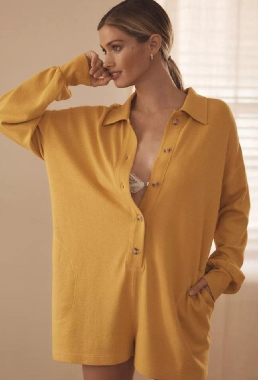 Anthropologie Waffle Cocoon Romper, Medium